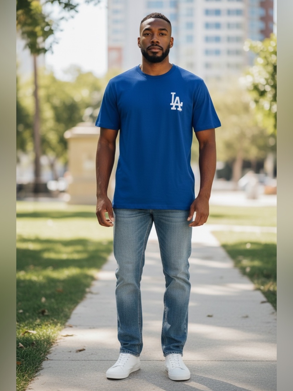 47 LA Dodgers MLB Royal Blue LA Logo Short Sleeve Tee | NWT